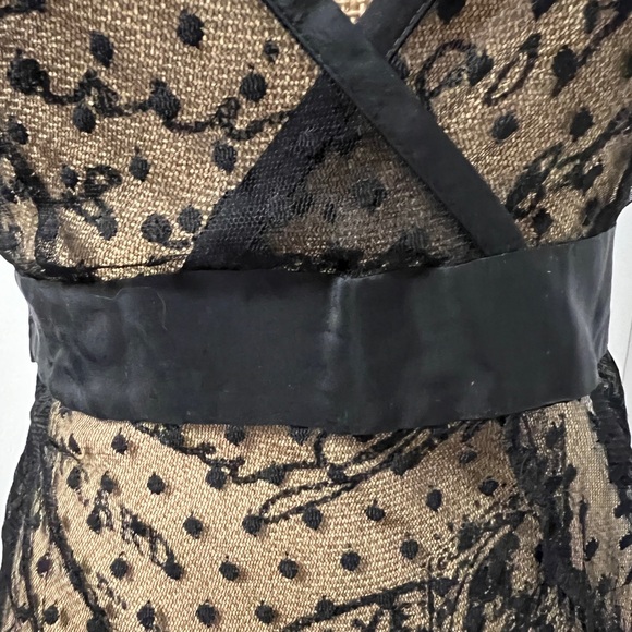 Voila sheer black dress, size small with silky waist tie - Picture 4 of 12